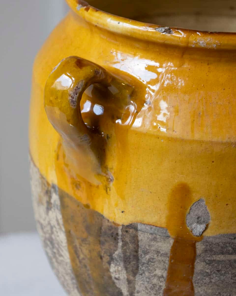19th Century French Terracotta Jug with Ochre Glaze - JAA