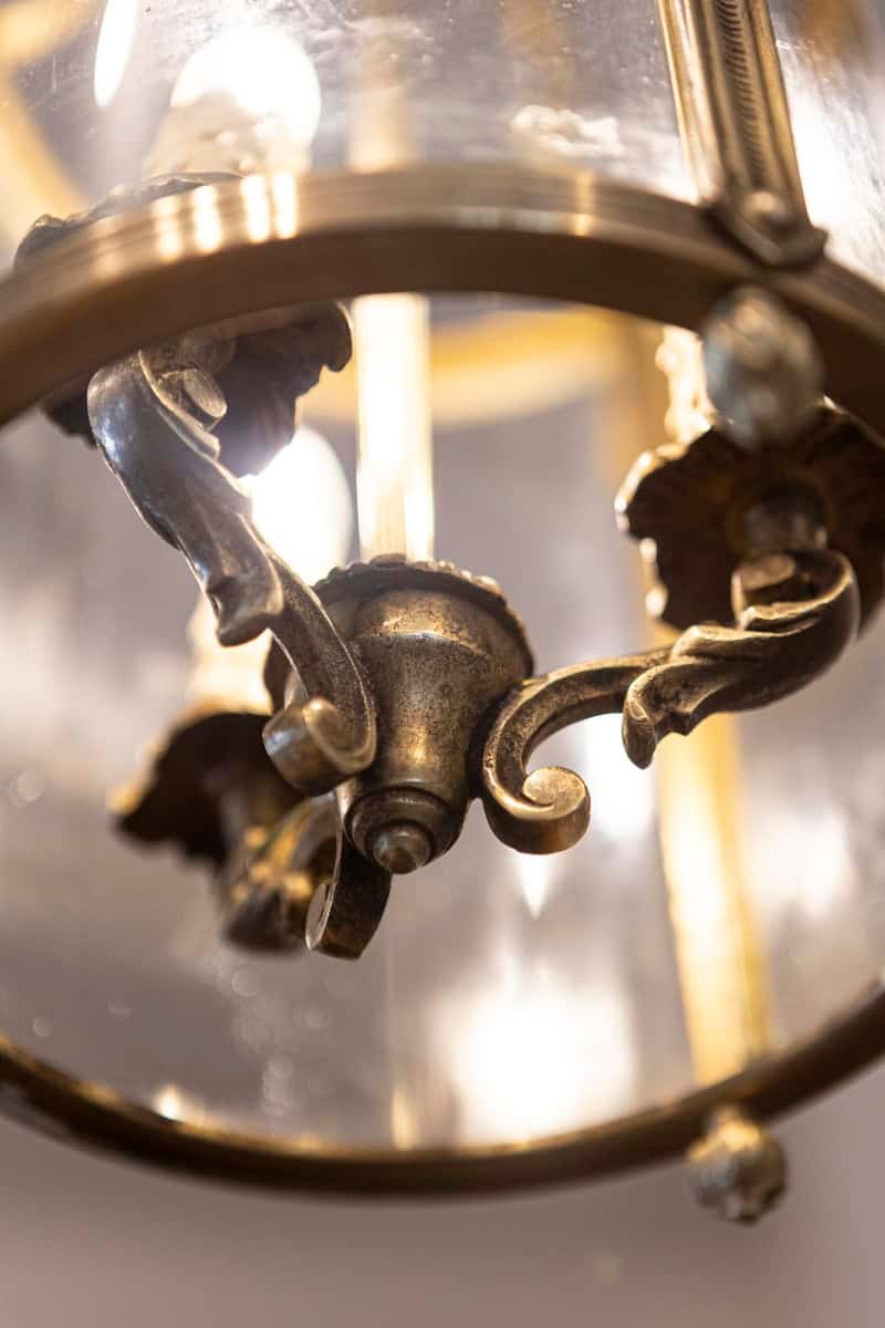 Elegant 20th Century French Gilt Brass Lantern with Curved Detailing - JAA