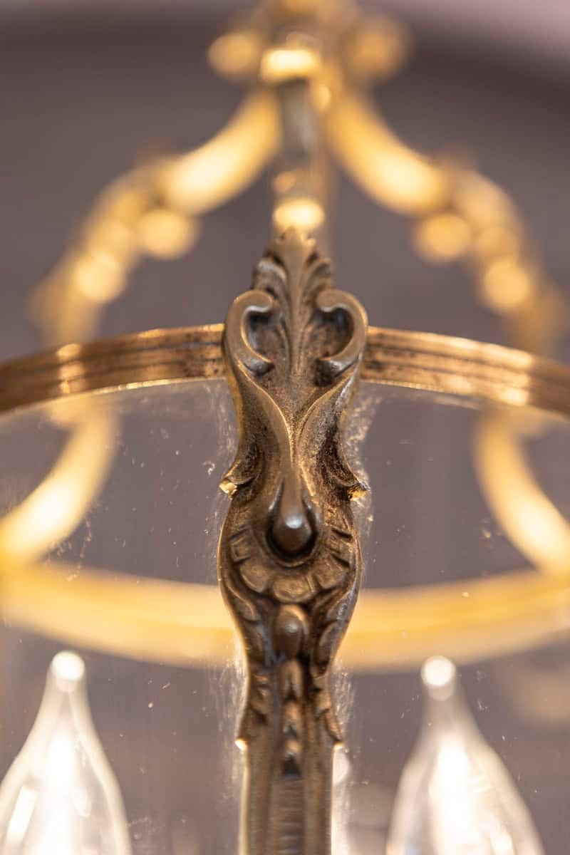 Elegant 20th Century French Gilt Brass Lantern with Curved Detailing - JAA