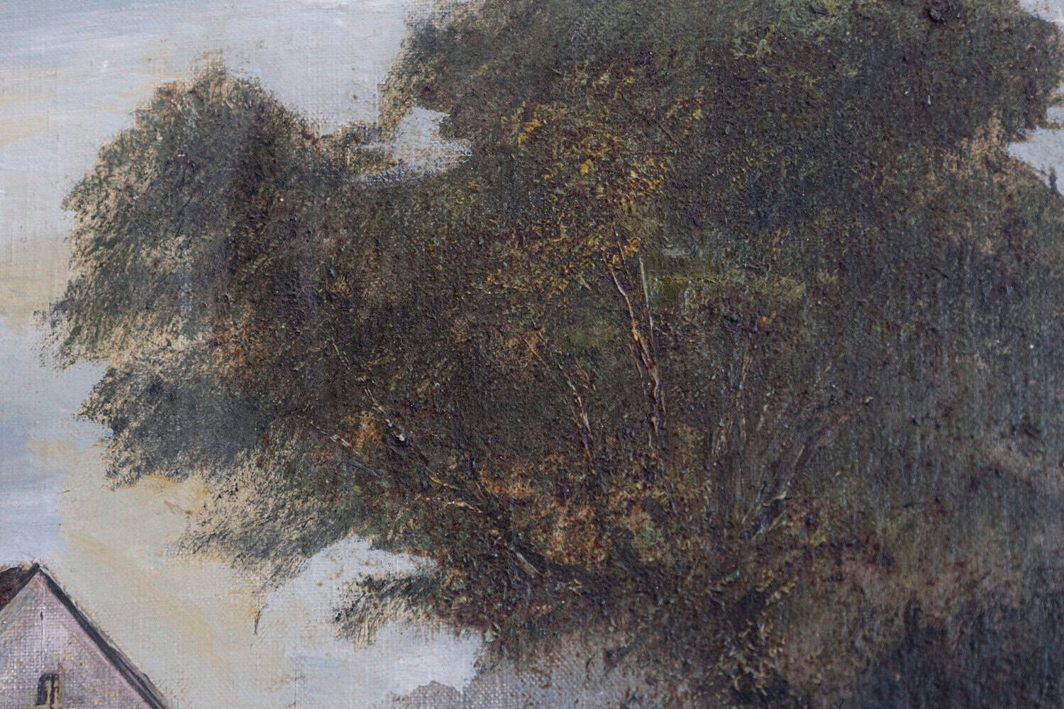 French Barbizon School Framed Oil on Canvas Pastoral Painting Signed Th. Linsyer - JAA