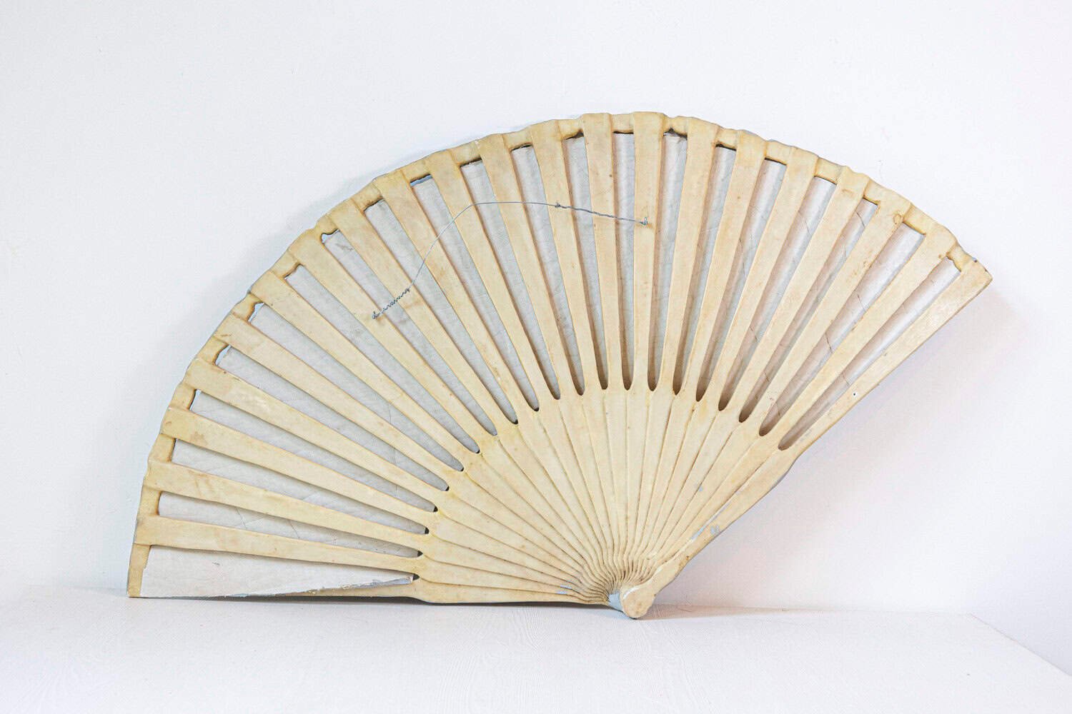 Large 19th Century French Decorative Fan with Chubby Angels on Blue Sky - JAA