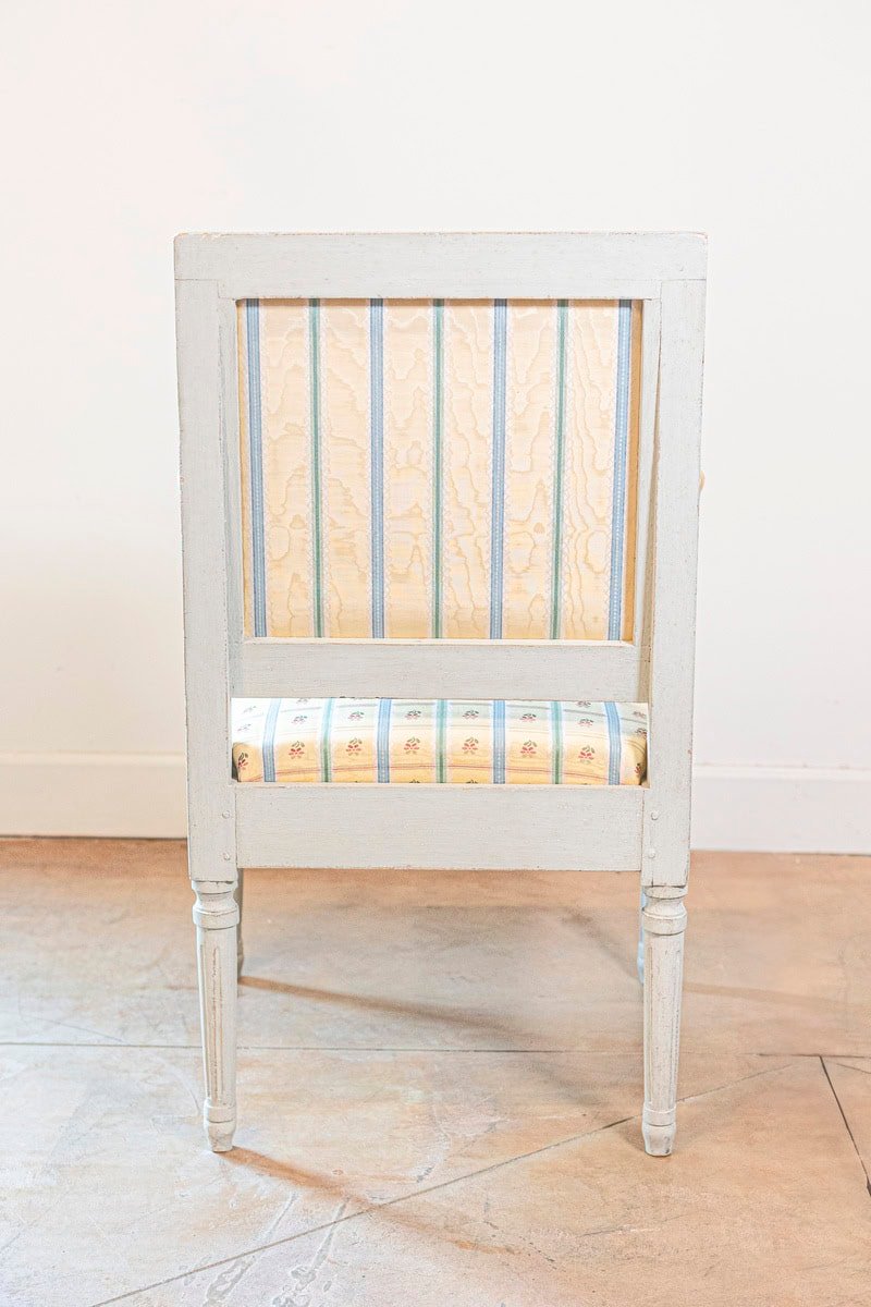 Pair of Swedish Gustavian Style 1890s Painted Wood Armchairs with Guilloches - JAA