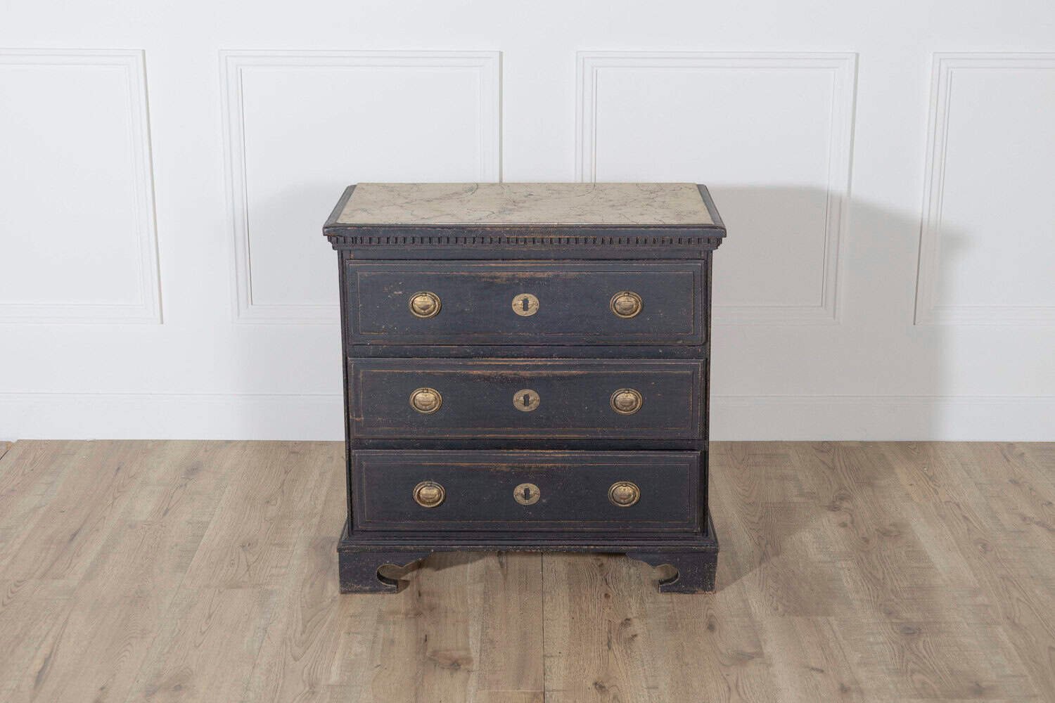 Danish Louis Seize Style Chest of Drawers with Painted Marble Top, circa 1920 - JAA