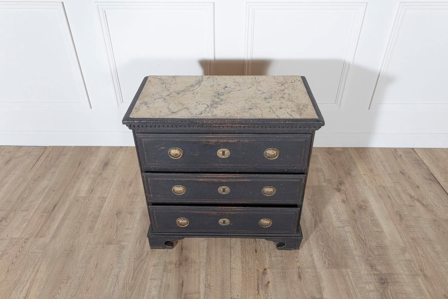 Danish Louis Seize Style Chest of Drawers with Painted Marble Top, circa 1920 - JAA