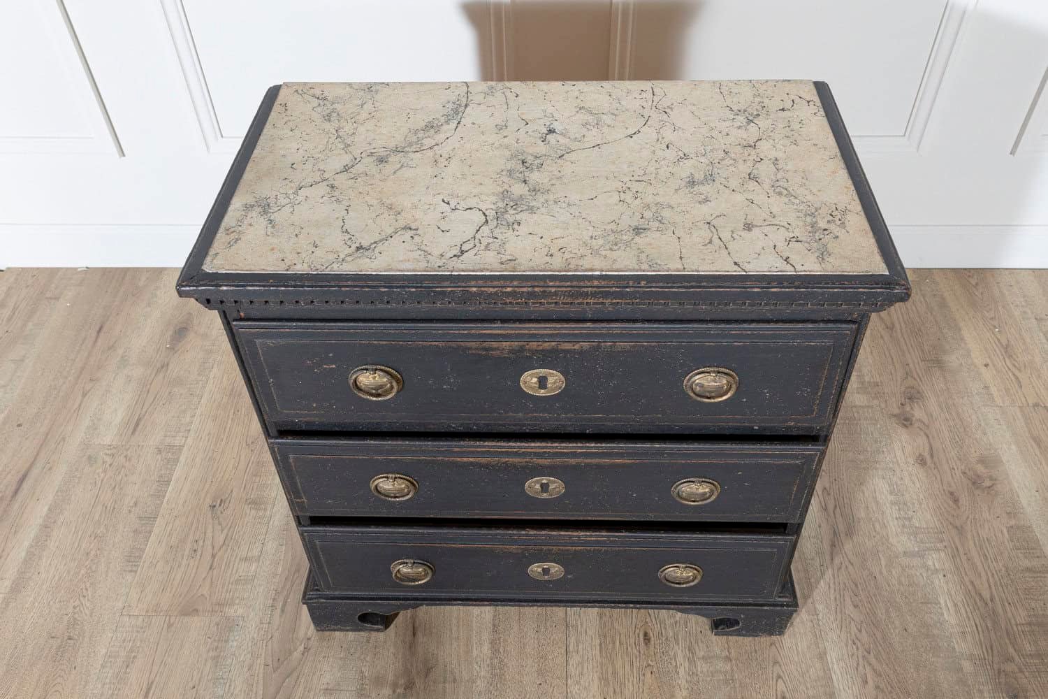 Danish Louis Seize Style Chest of Drawers with Painted Marble Top, circa 1920 - JAA