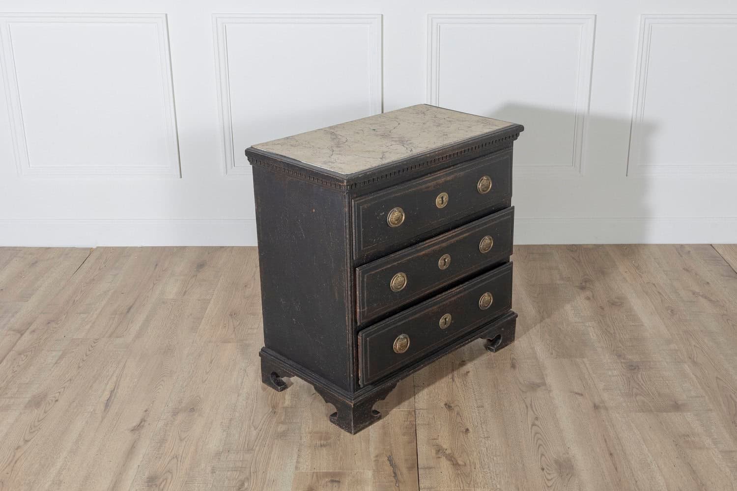 Danish Louis Seize Style Chest of Drawers with Painted Marble Top, circa 1920 - JAA