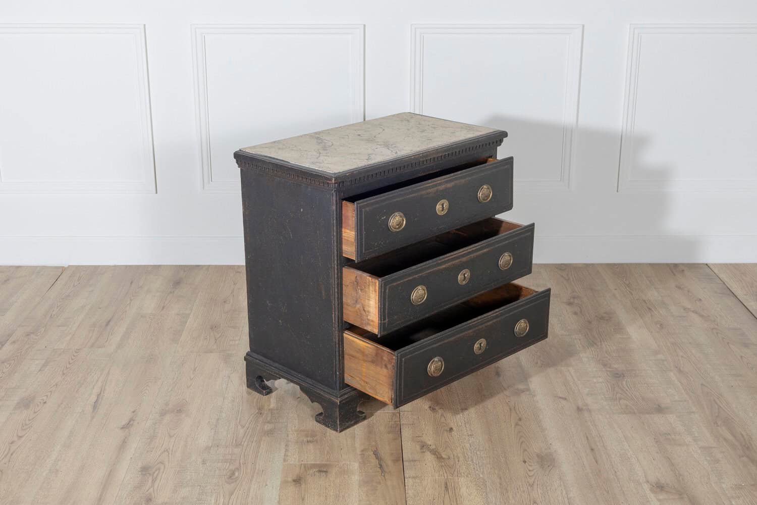 Danish Louis Seize Style Chest of Drawers with Painted Marble Top, circa 1920 - JAA