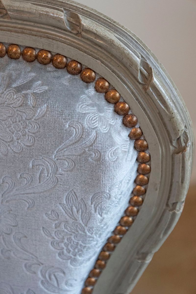 French Louis XVI Style Bergères à Oreilles with Carved Motifs and Upholstery - JAA