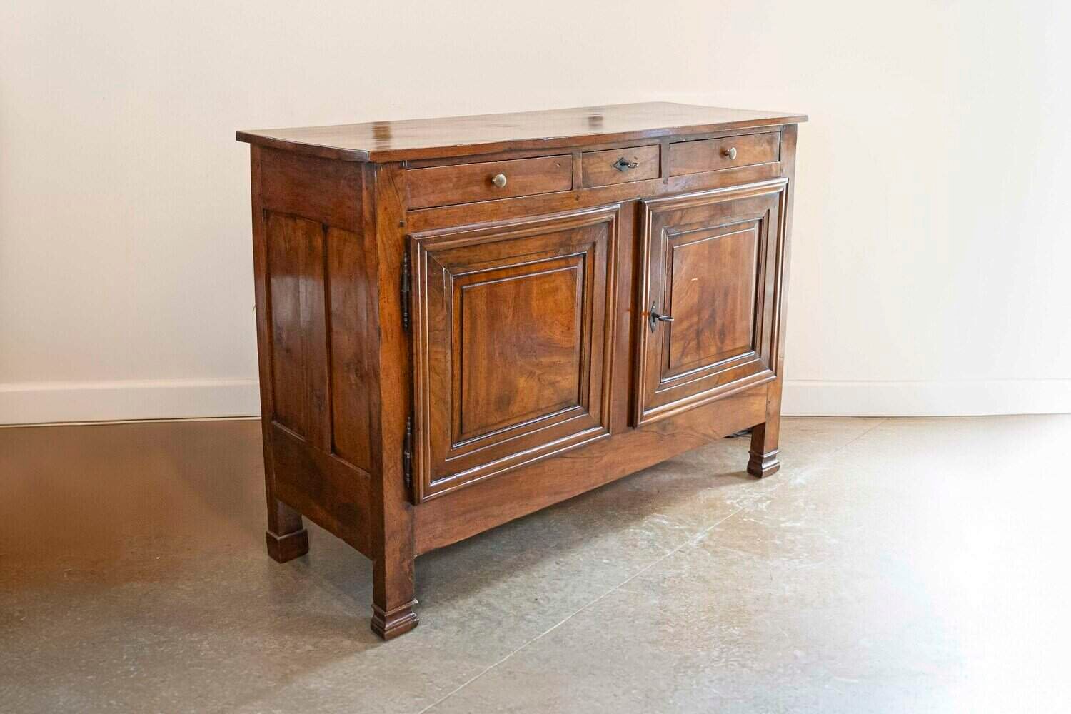 Italian 19th Century Walnut Buffet with Three Drawers over Two Molded Doors - JAA