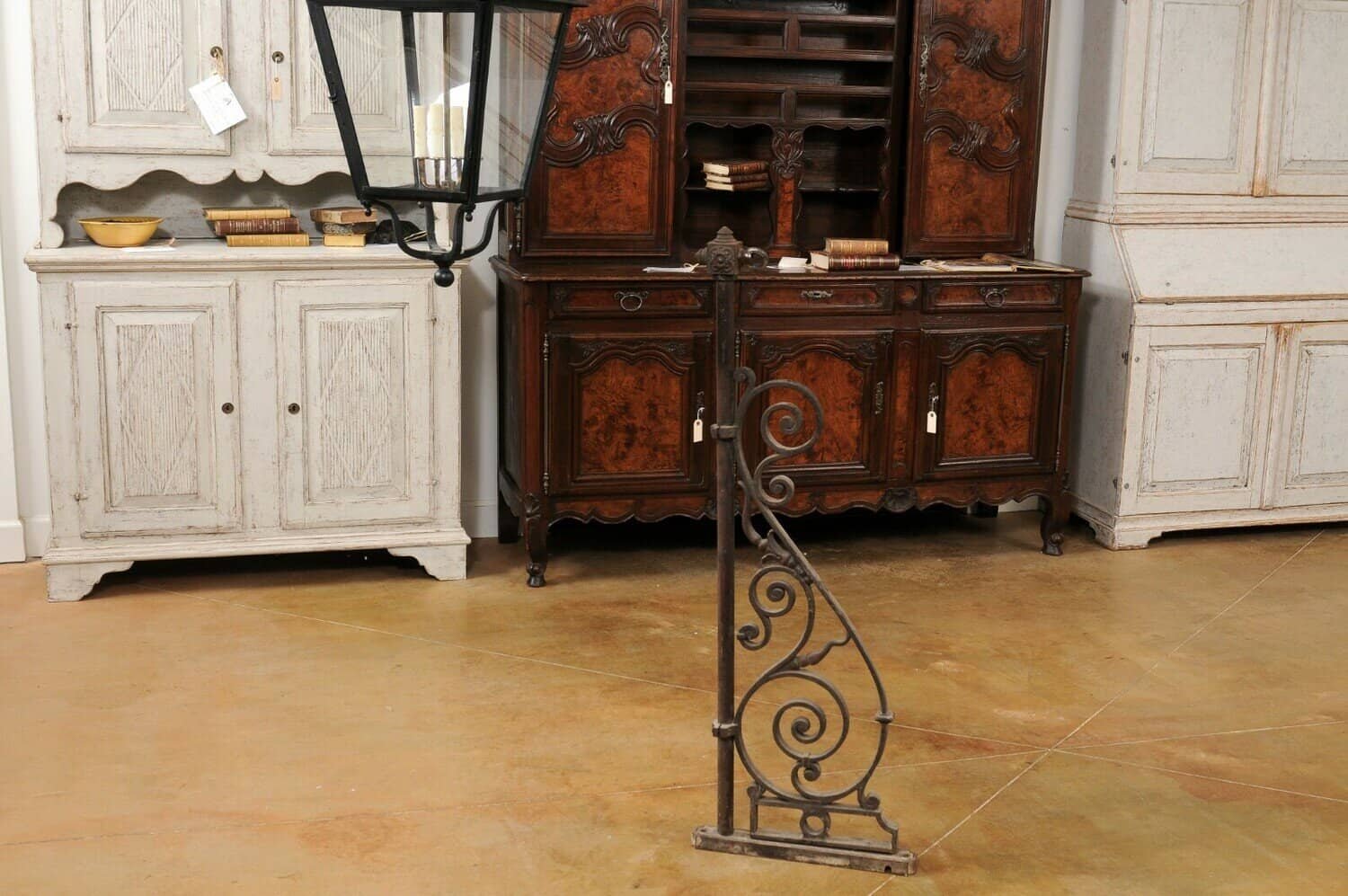 Turn of the Century French Iron and Glass Lanterns, Wired for the USA - JAA
