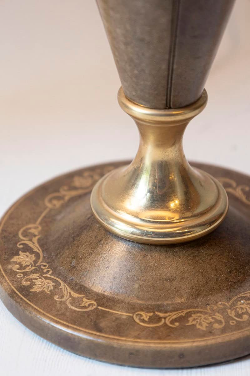 Pair of French Leather-Clad Table Lamps with Brass Accents, Inspired by Le Tanneur, circa 1970 - JAA