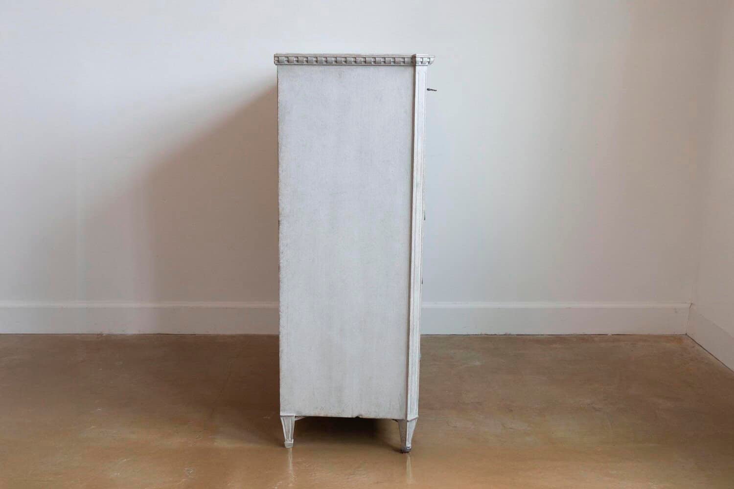 Gustavian Style 1840s Gray Painted Drop Front Secretary with Graduated Drawers - JAA