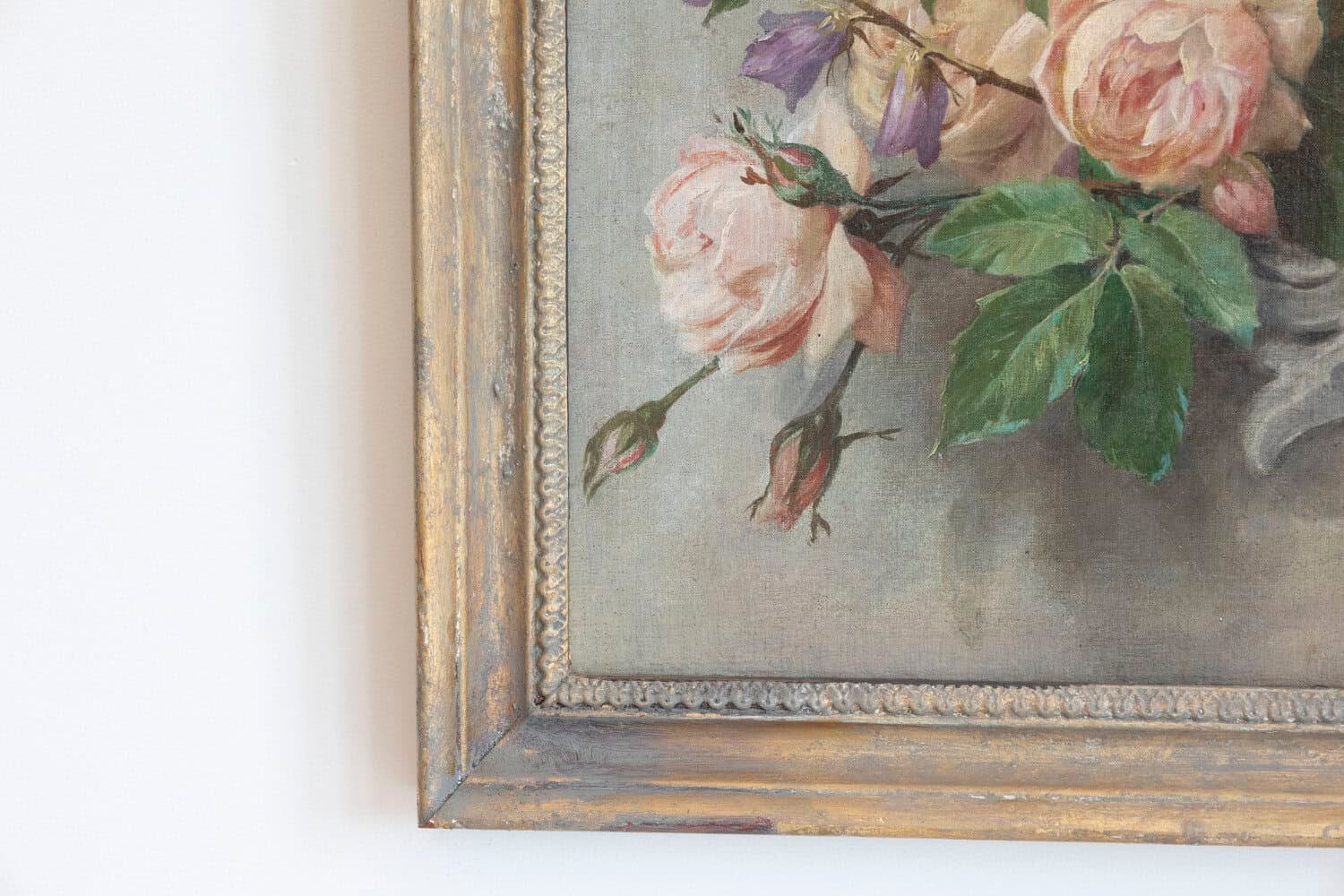 French 19th Century Aubusson Cartoon with Floral Decor Surrounding a Cherub - JAA