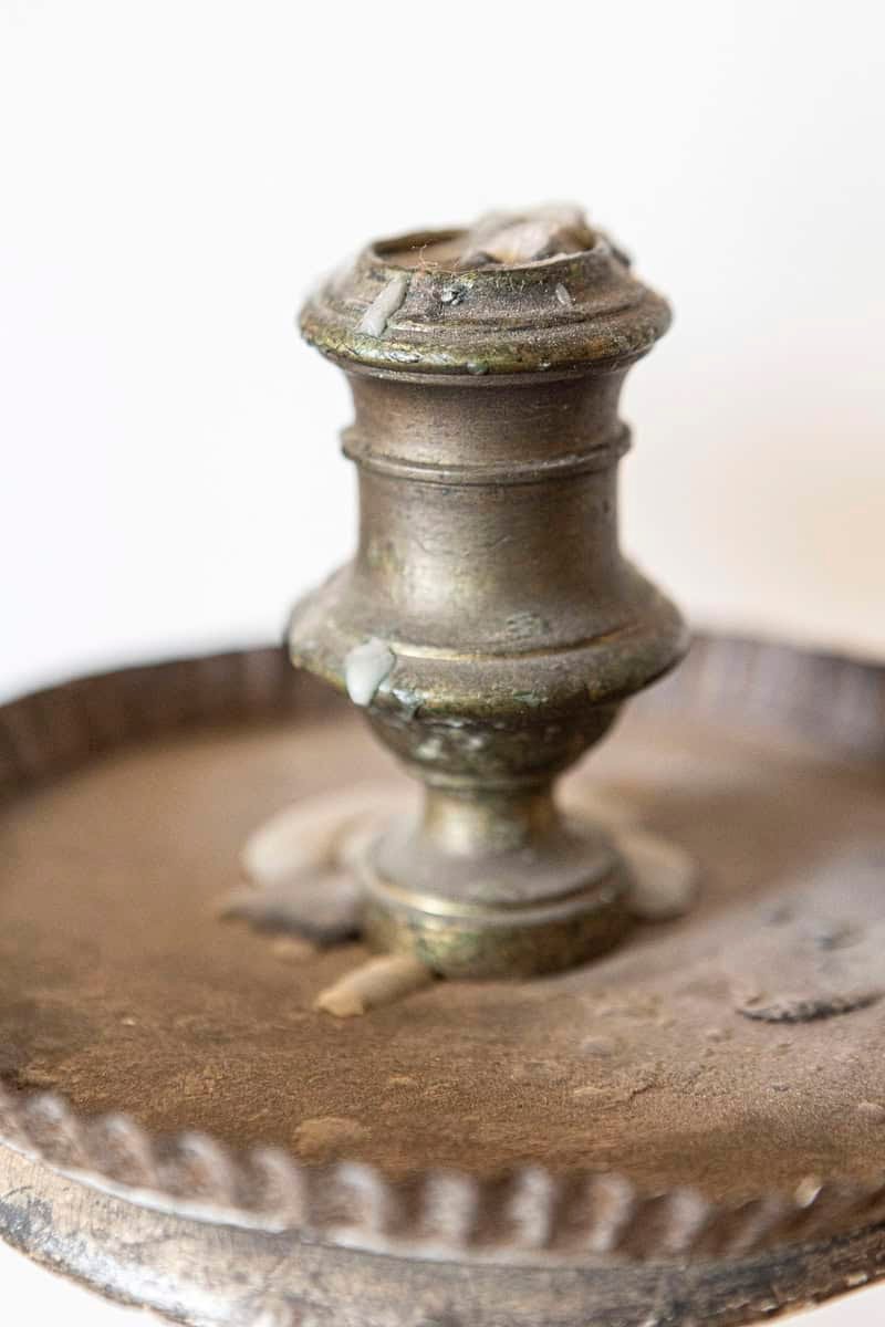 Pair of Rococo Period 18th Century Italian Painted and Carved Candlesticks - JAA