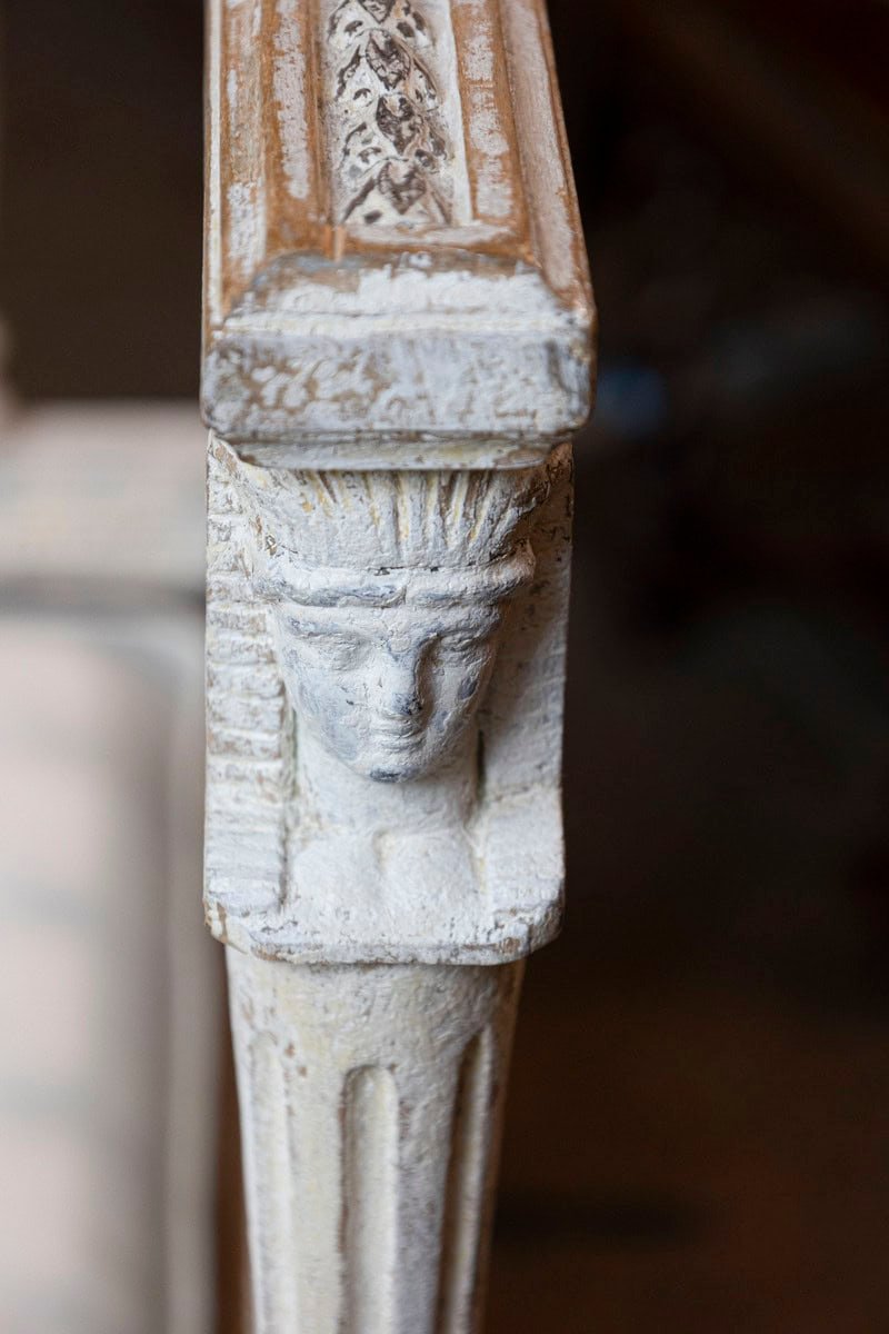 Swedish Egyptian Revival Period 1790s Painted Sofa with Carved Pharaonic Heads - JAA