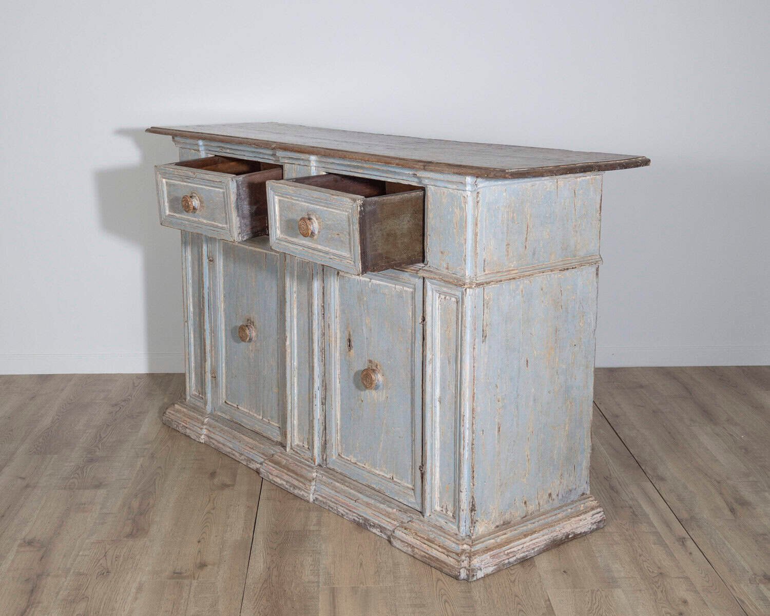 18th Century Italian Painted Sideboard from Umbria with Walnut Top - JAA