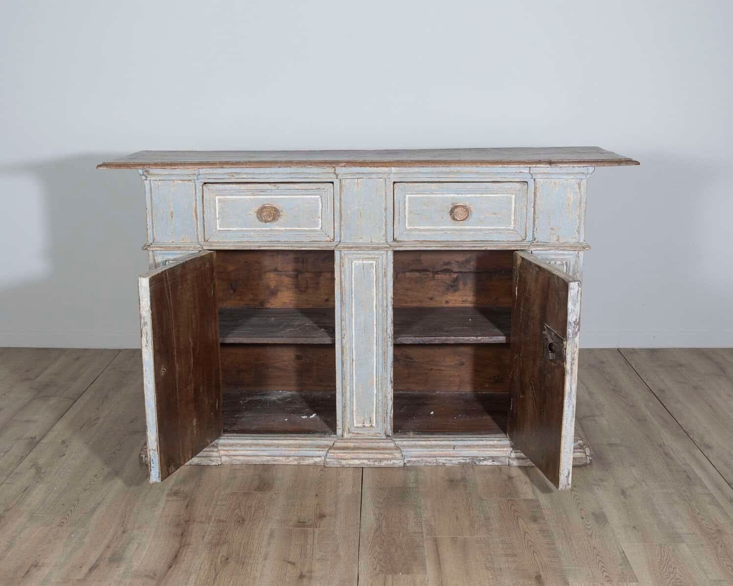 18th Century Italian Painted Sideboard from Umbria with Walnut Top - JAA