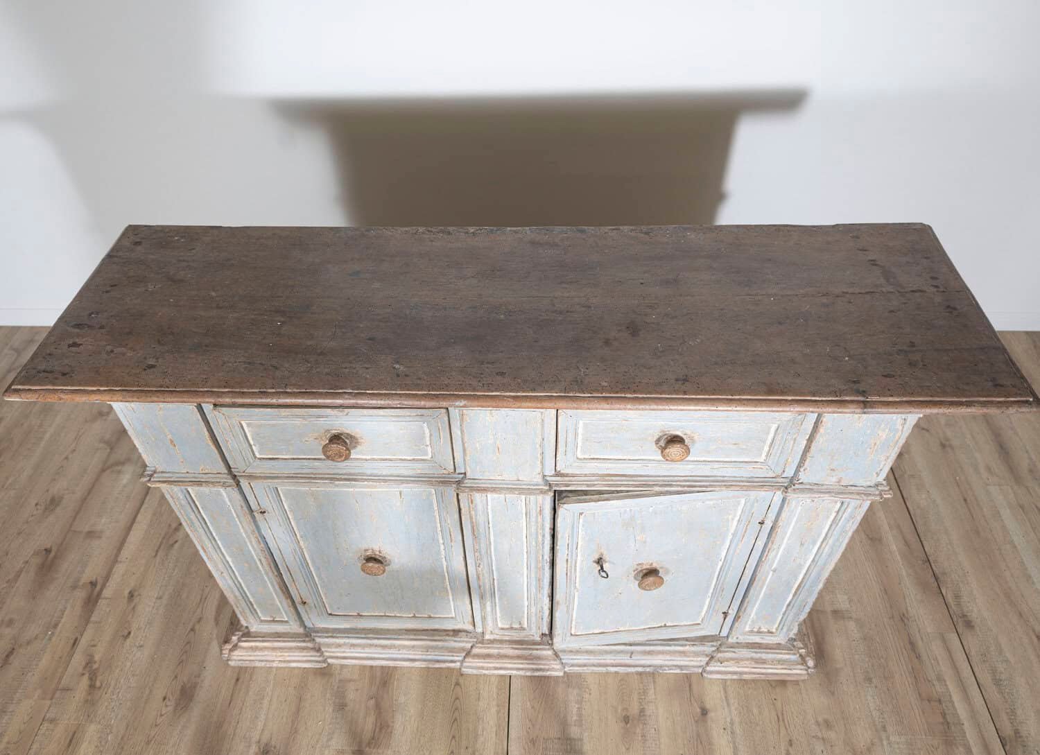 18th Century Italian Painted Sideboard from Umbria with Walnut Top - JAA
