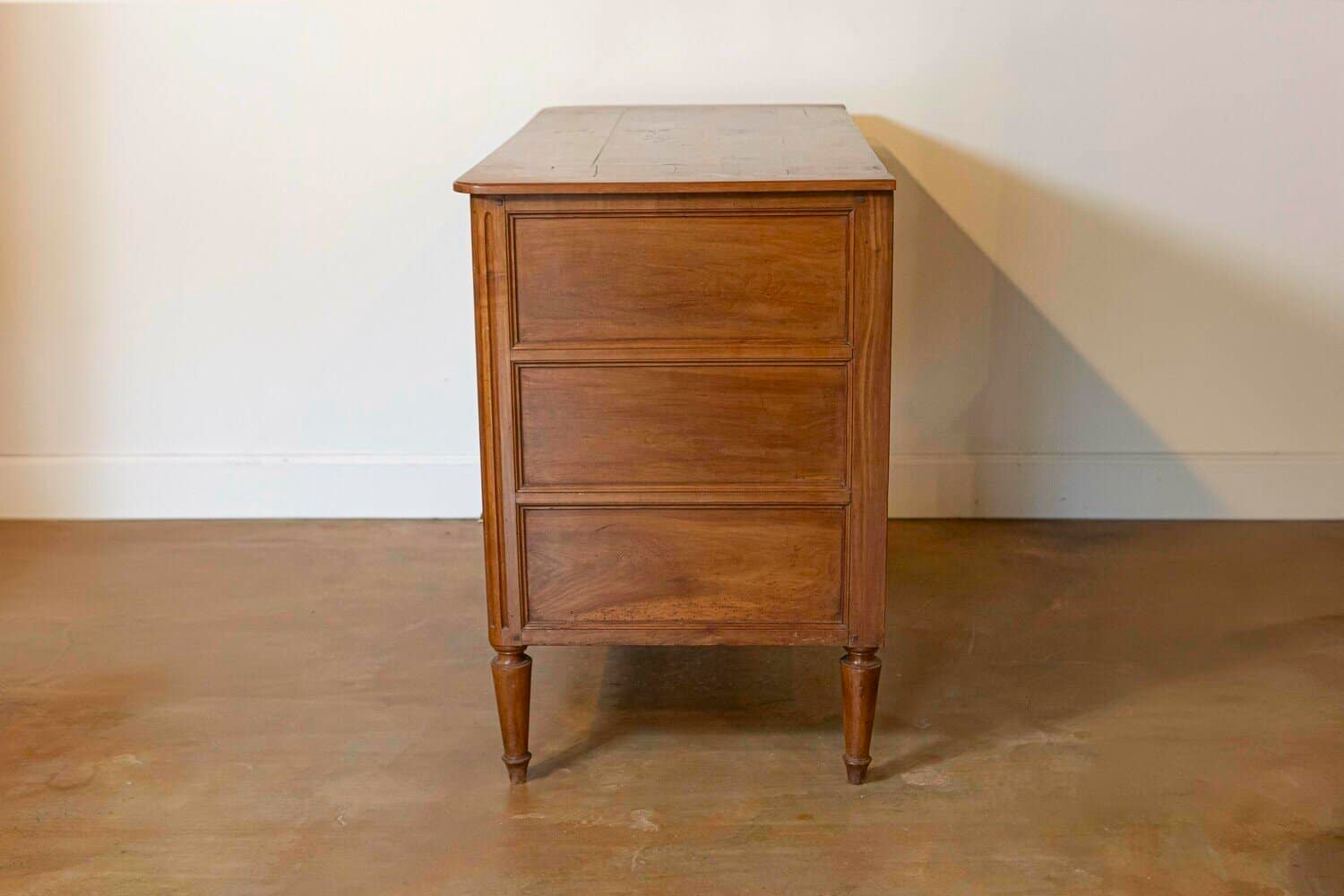 French 1790s Louis XVI Period Cherry Three-Drawer Commode with Fluted Side Posts - JAA