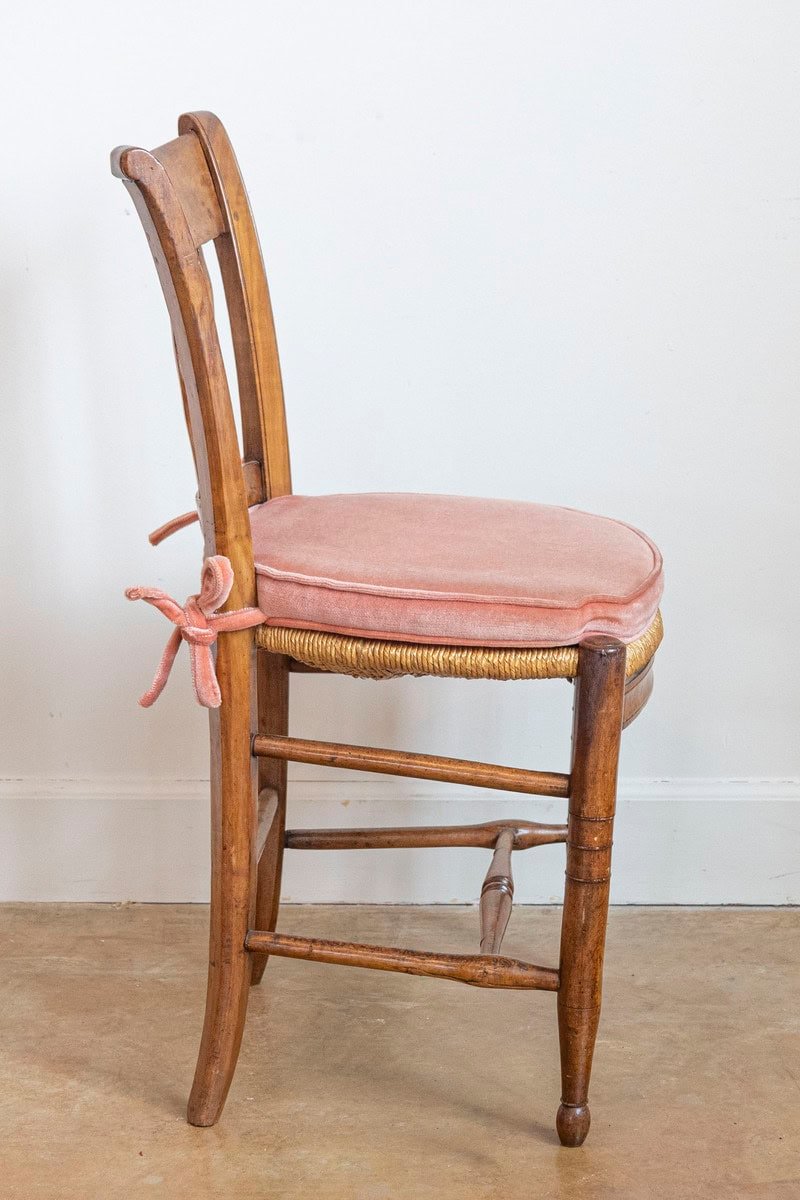 Pair of French Directoire Period Walnut Side Chairs with Carved Stags - JAA