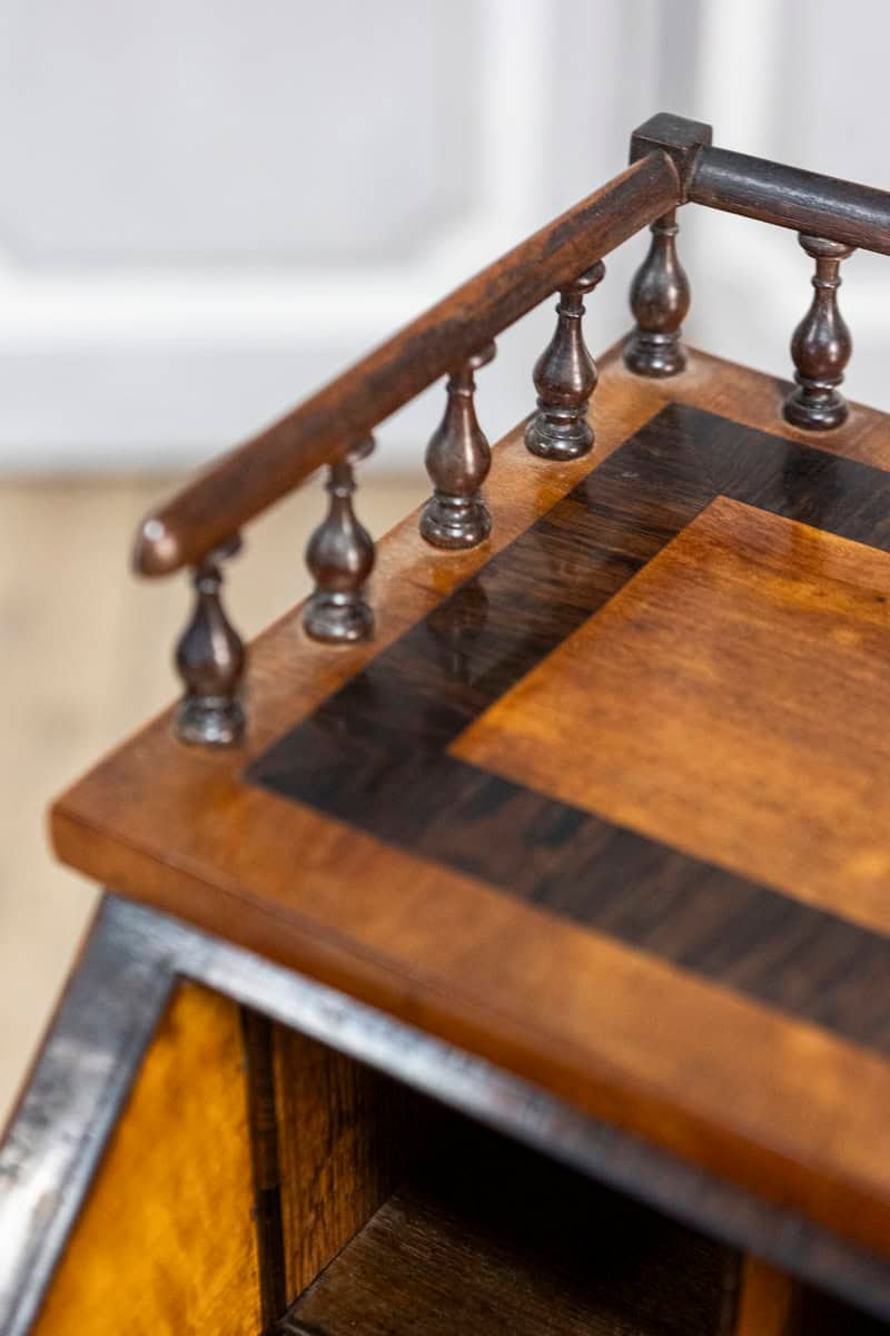 Italian 19th Century Walnut and Mahogany Writing Table with Slant Front Desk - JAA