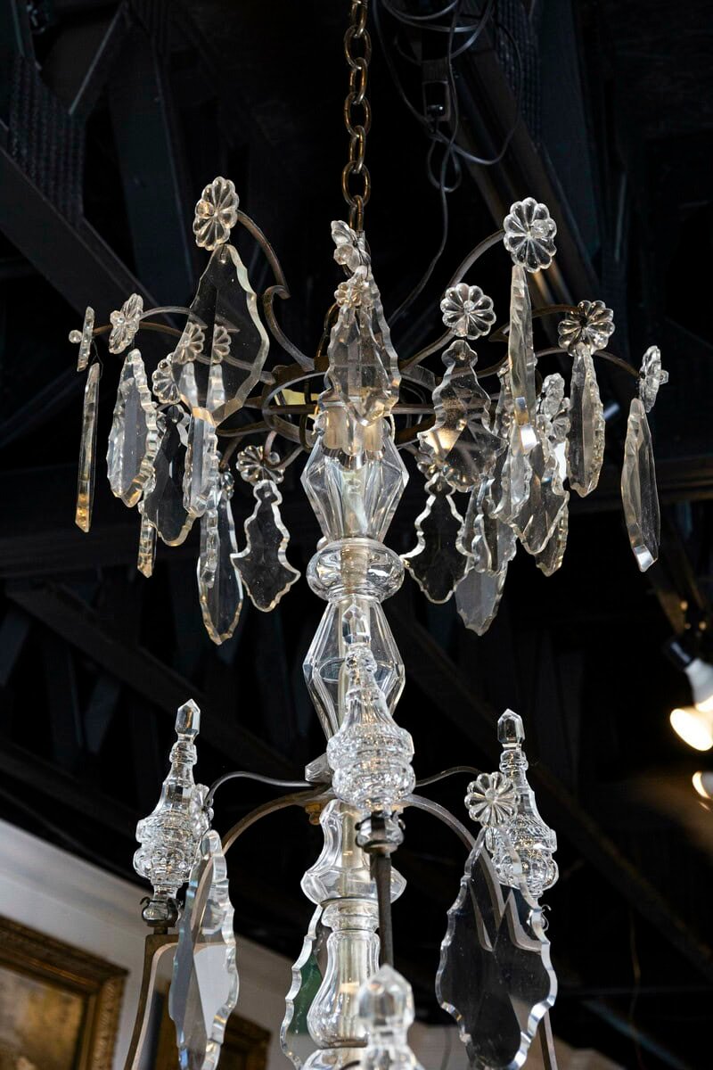 French Louis-Philippe Period Nine-Light Crystal and Iron Chandelier, circa 1840 - JAA