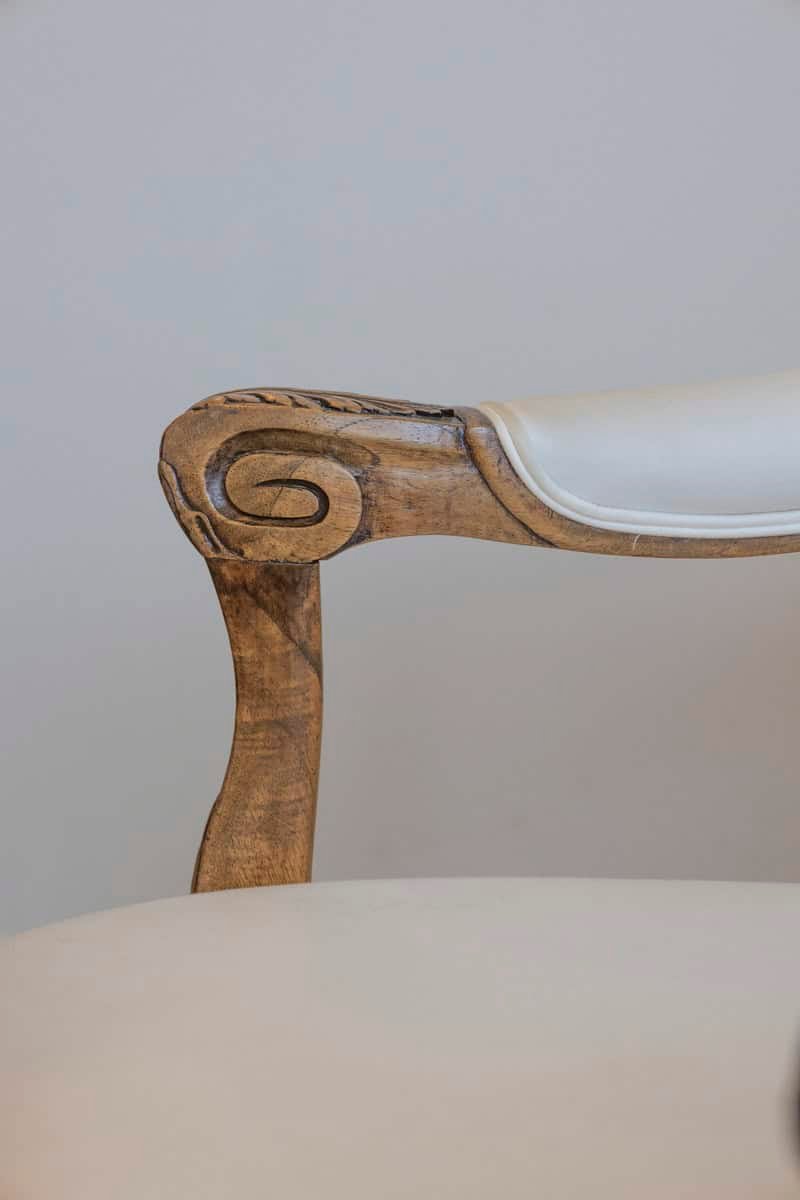 French 1840s Louis XV Style Walnut Fauteuil with Carved Accents and Upholstery - JAA