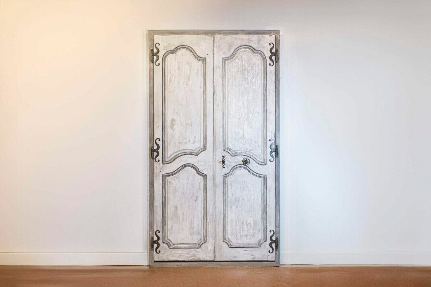 French 1750s Louis XV Period Pair of Painted Communication Doors with Hardware - JAA