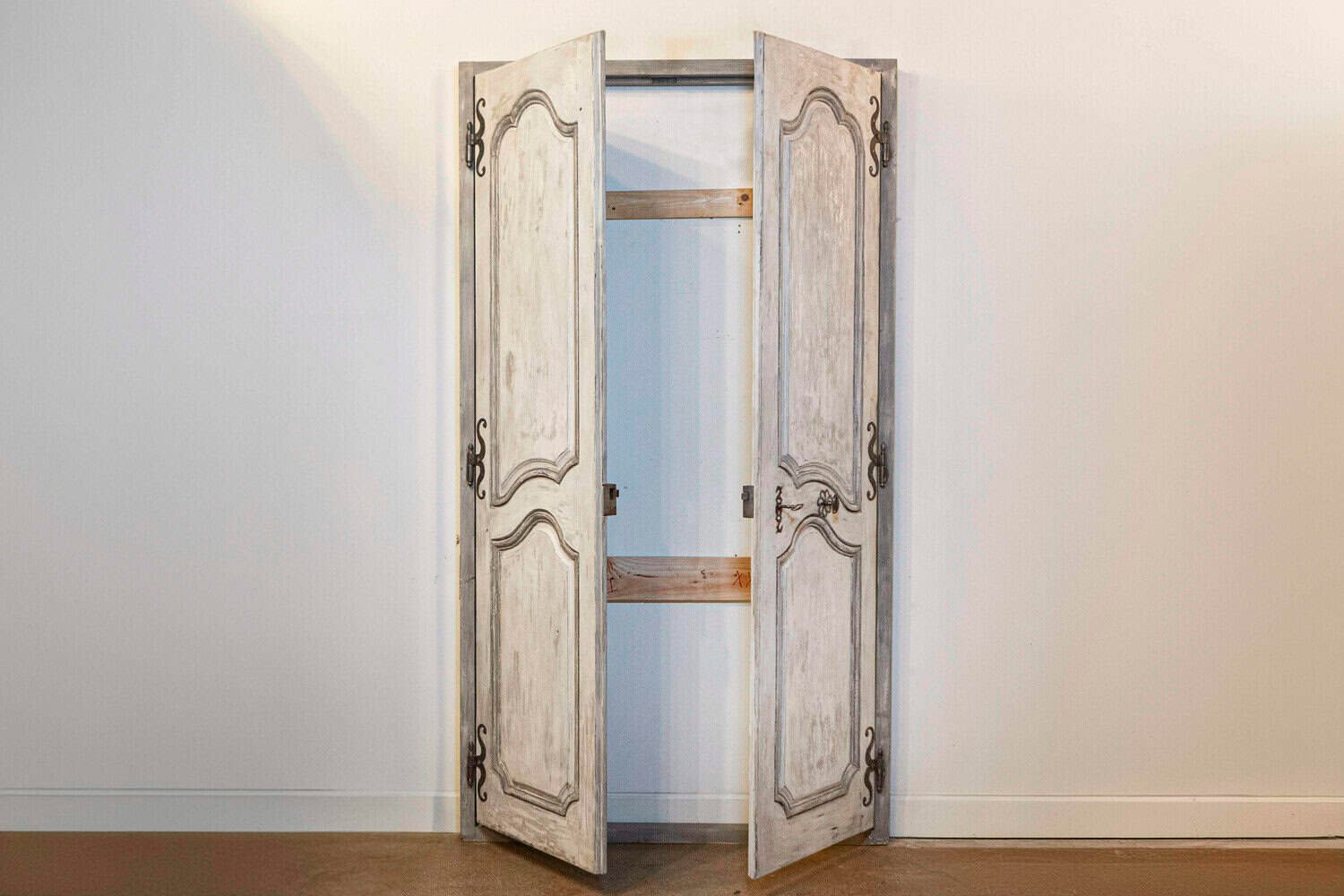 French 1750s Louis XV Period Pair of Painted Communication Doors with Hardware - JAA