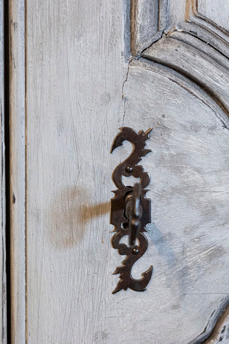 French 1750s Louis XV Period Pair of Painted Communication Doors with Hardware - JAA