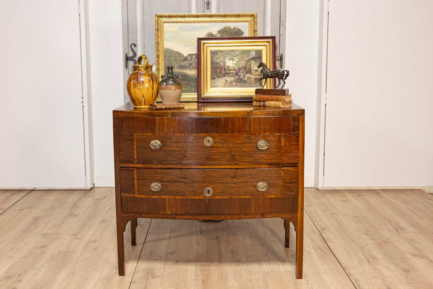 18th Century Italian Louis XVI Chest of Drawers In solid walnut and marquetry from Veneto - JAA