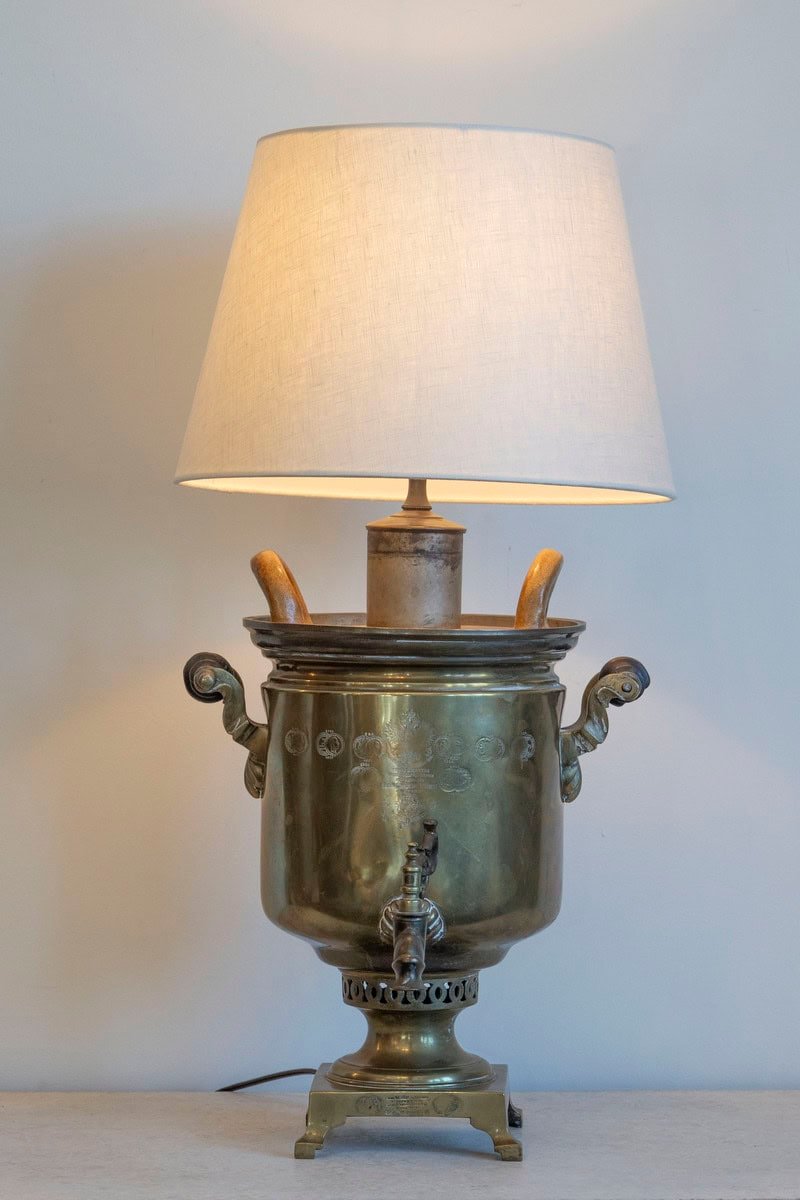 Late 19th Century Russian Brass Samovar Lamp - JAA