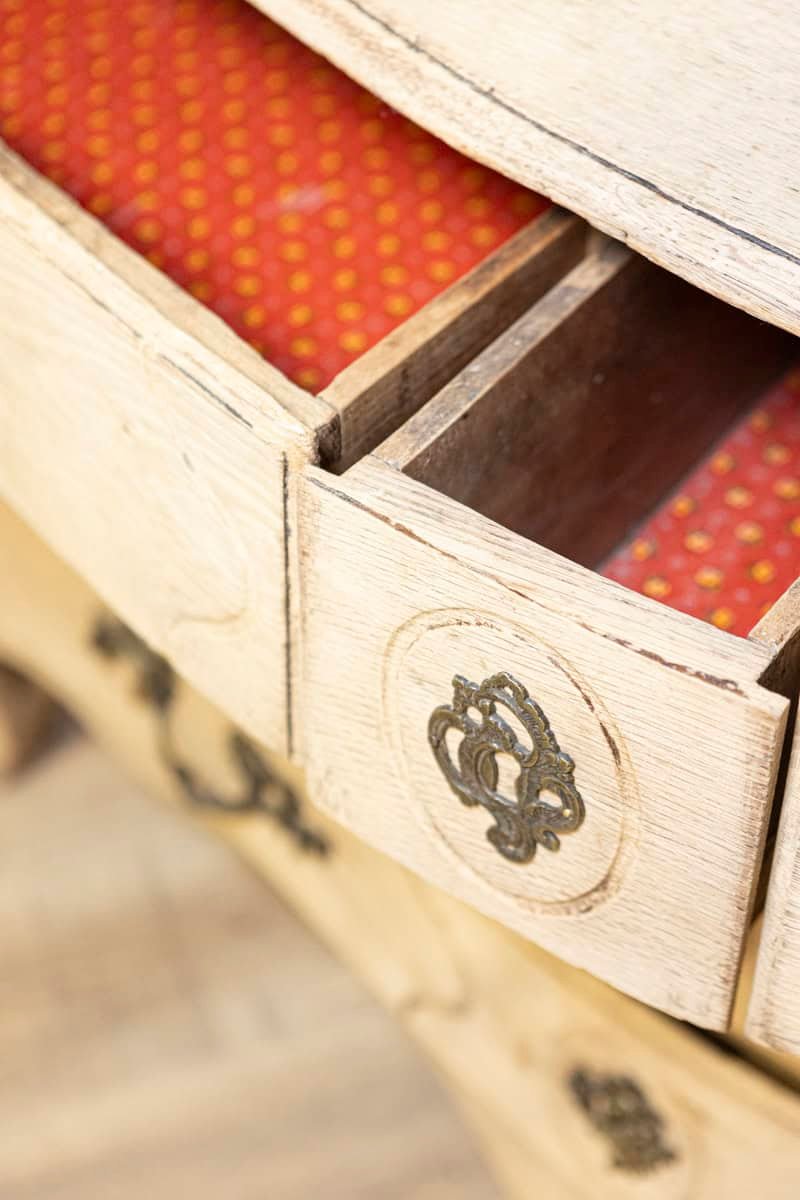 19th Century French Louis XV Bleached Oak Commode with Brass Hardware - JAA