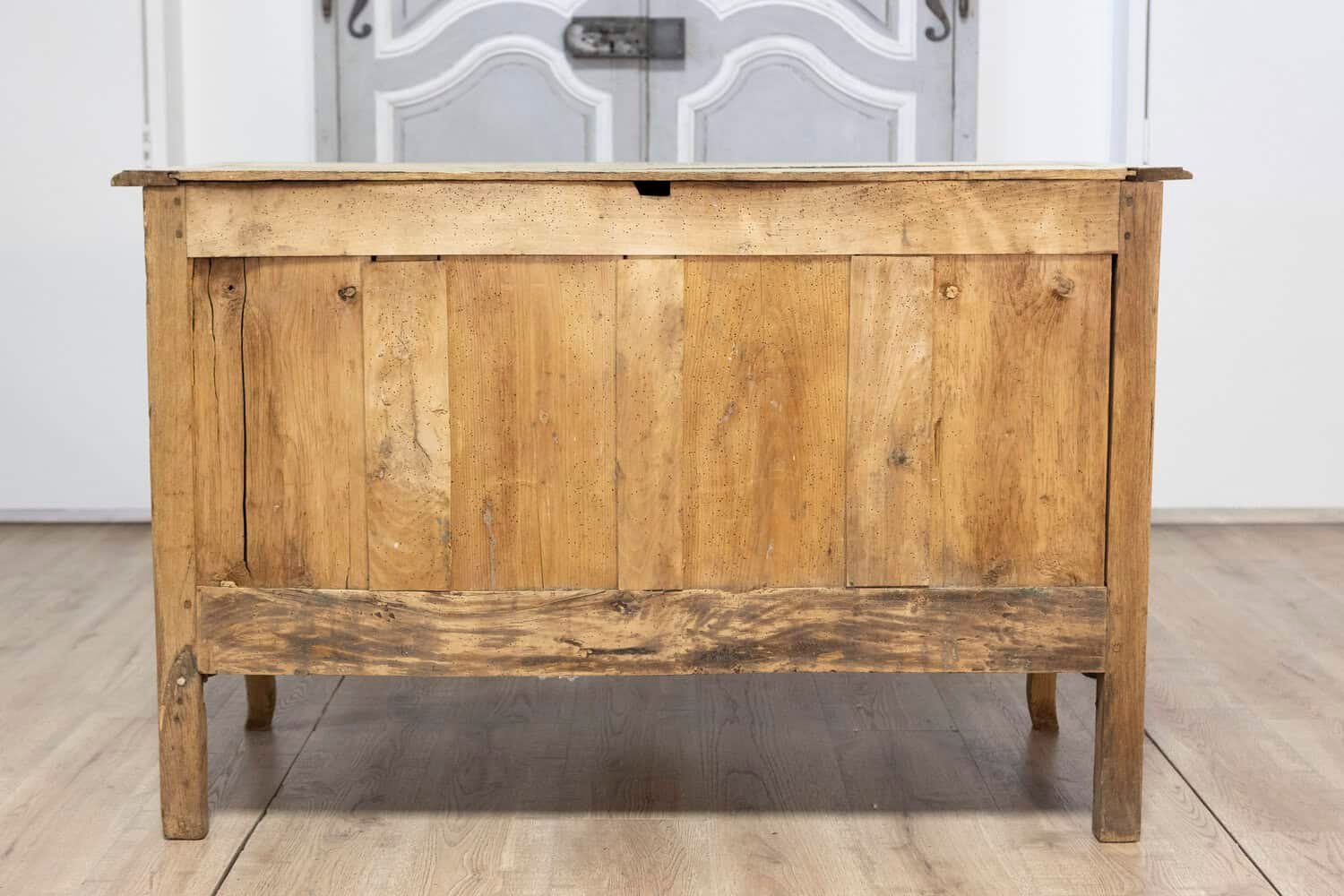 19th Century French Louis XV Bleached Oak Commode with Brass Hardware - JAA