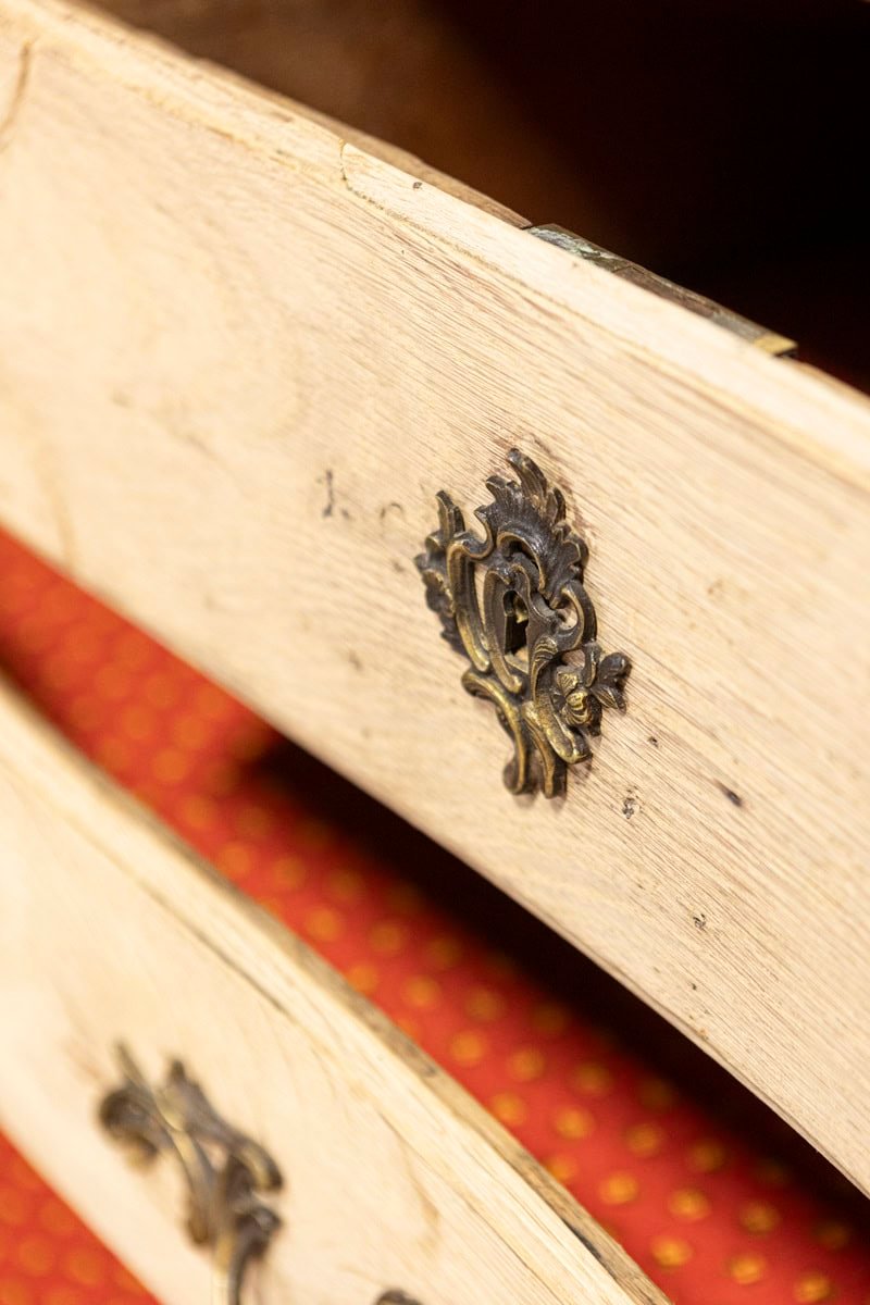 19th Century French Louis XV Bleached Oak Commode with Brass Hardware - JAA