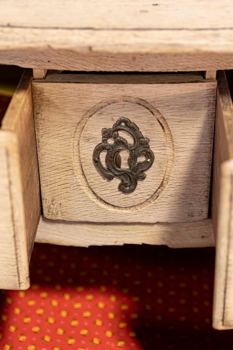 19th Century French Louis XV Bleached Oak Commode with Brass Hardware - JAA