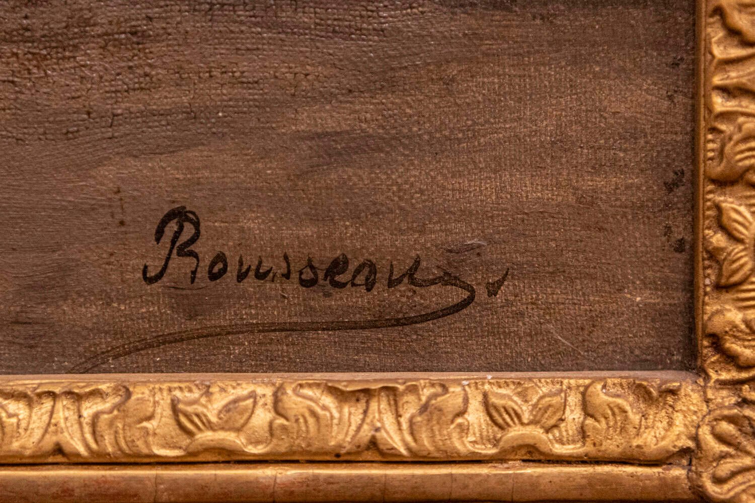 19th Century French Floral Painting Signed Philippe Rousseau in Giltwood Frame - JAA