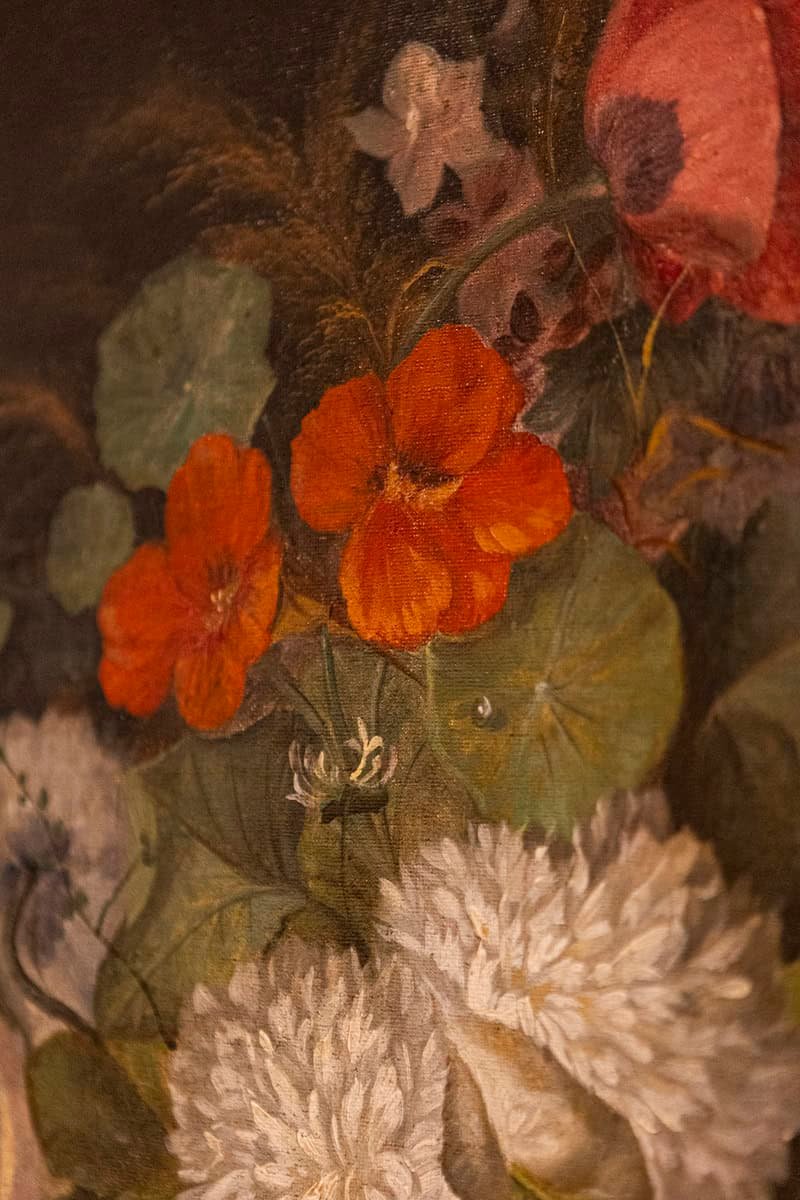 19th Century French Floral Painting Signed Philippe Rousseau in Giltwood Frame - JAA