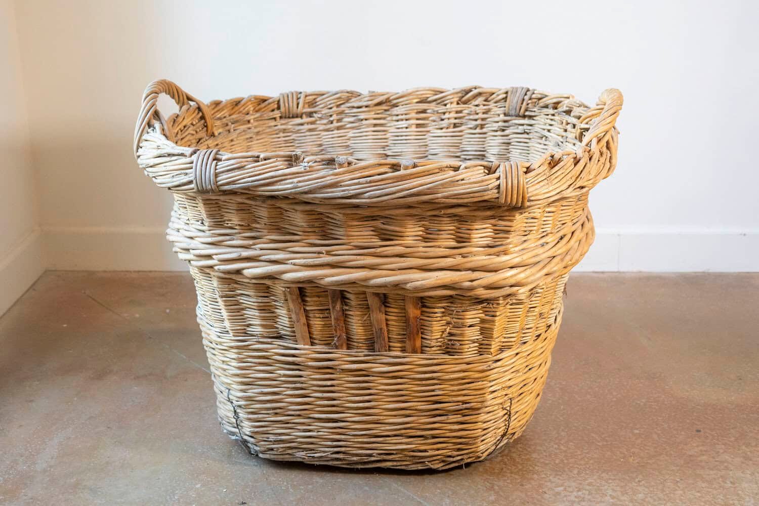 French Early 20th Century Wicker Grape Harvesting Basket - JAA