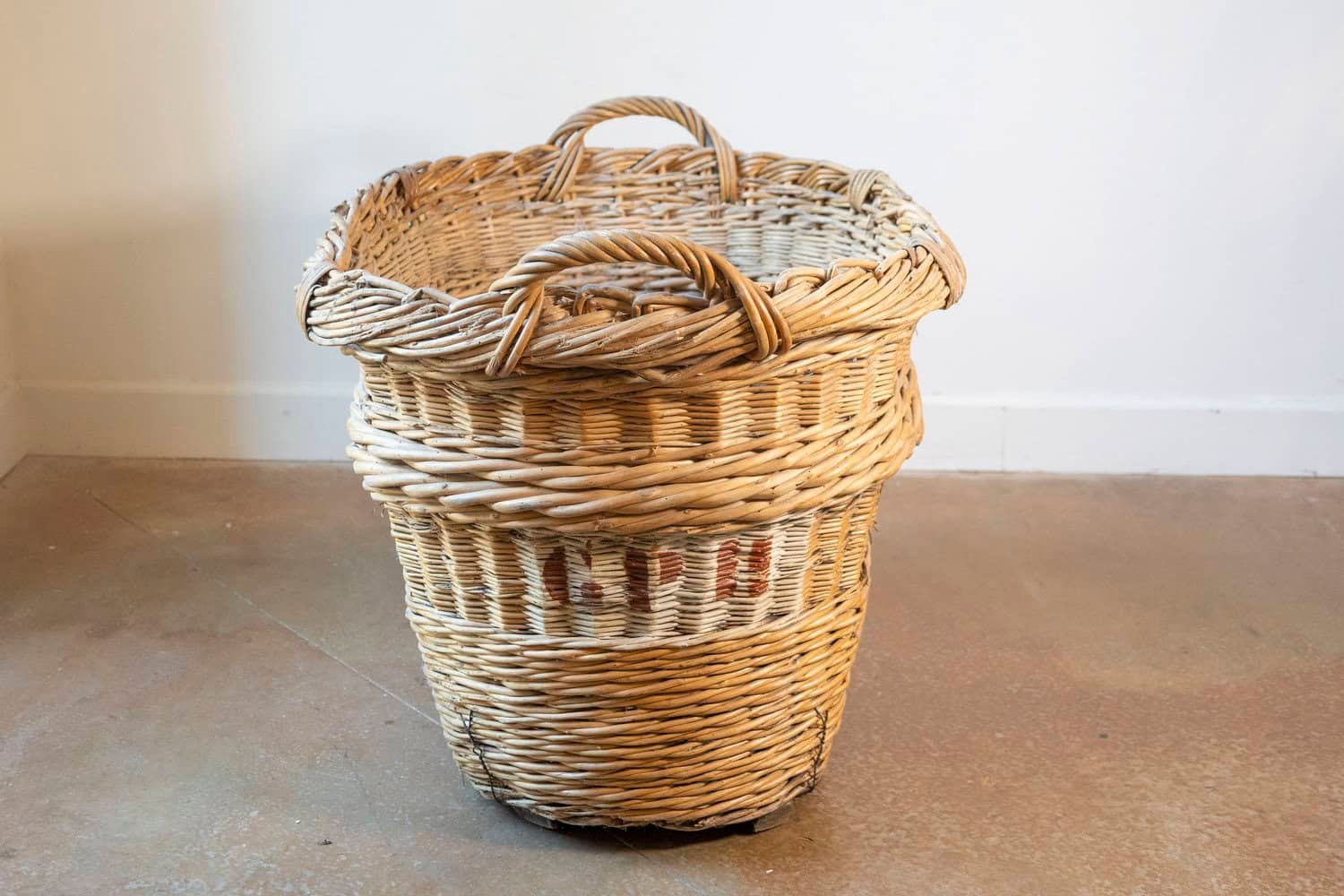 French Early 20th Century Wicker Grape Harvesting Basket - JAA