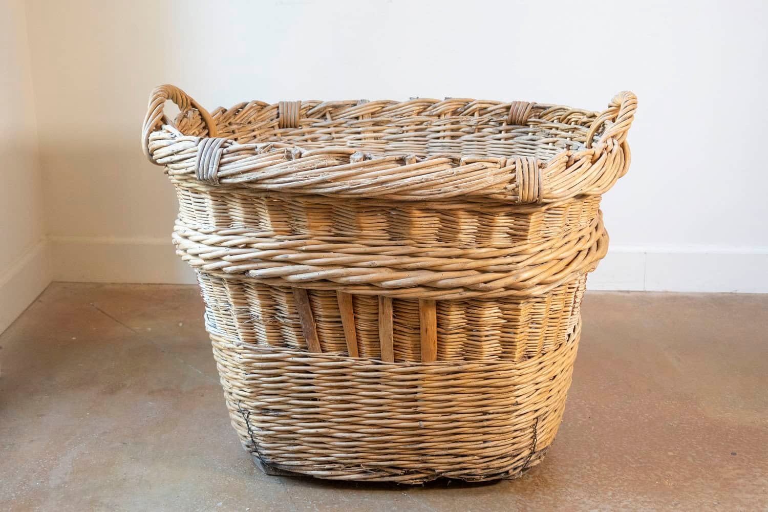 French Early 20th Century Wicker Grape Harvesting Basket - JAA