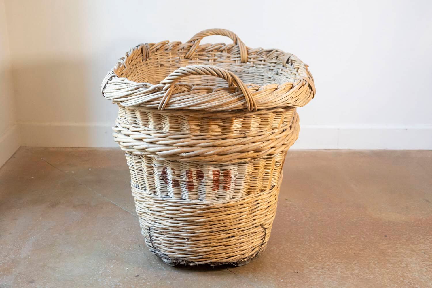 French Early 20th Century Wicker Grape Harvesting Basket - JAA