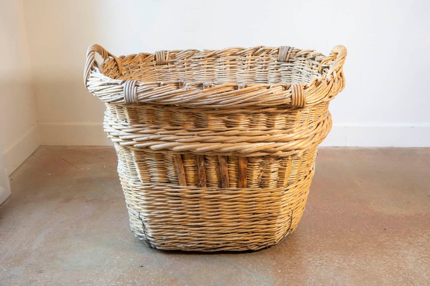 French Early 20th Century Wicker Grape Harvesting Basket - JAA