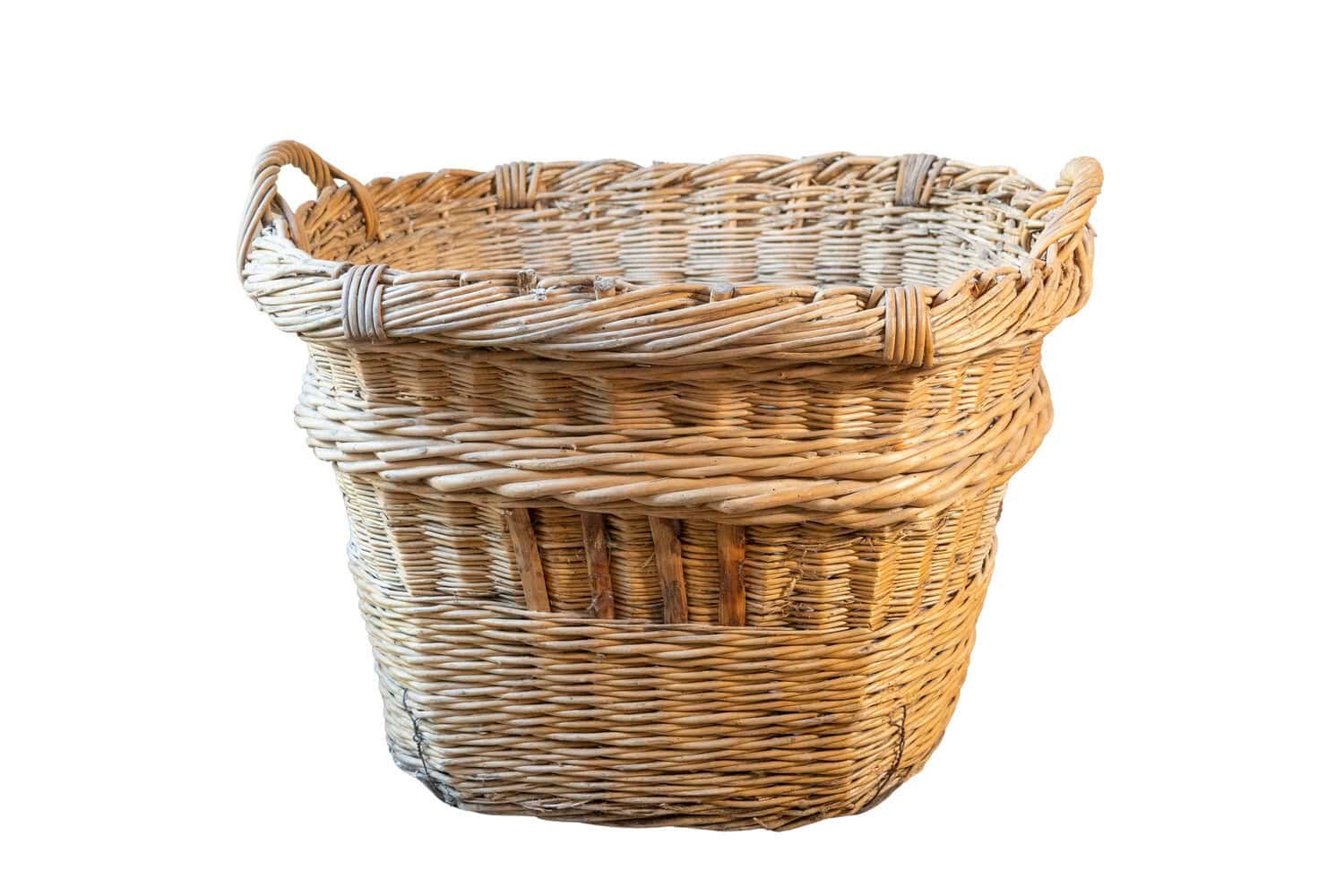 French Early 20th Century Wicker Grape Harvesting Basket
