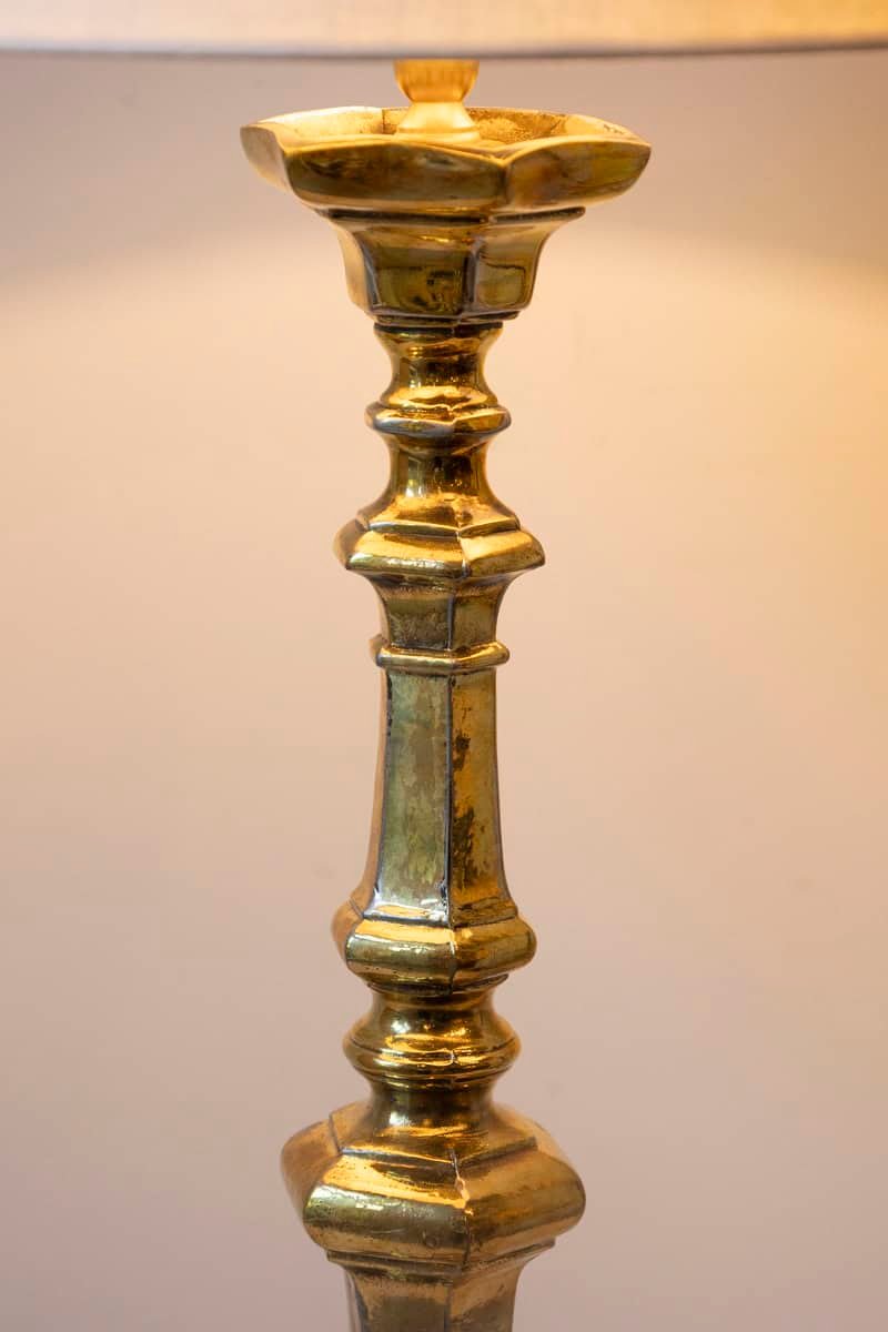 19th Century French Brass Table Lamp with Sculptural Tripod Base - JAA
