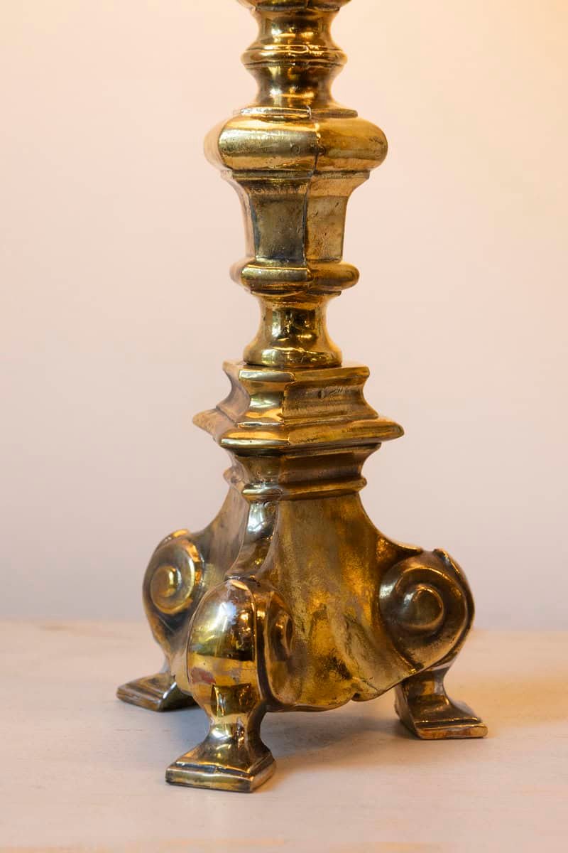 19th Century French Brass Table Lamp with Sculptural Tripod Base - JAA