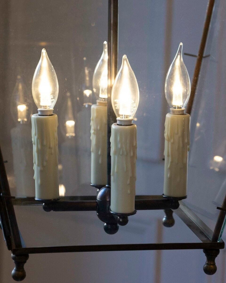 20th-Century French Copper and Iron Lantern with Star Motifs - JAA