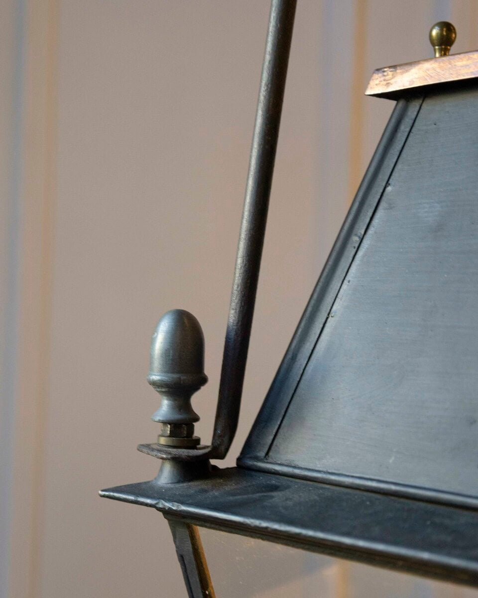 20th-Century French Copper and Iron Lantern with Star Motifs - JAA