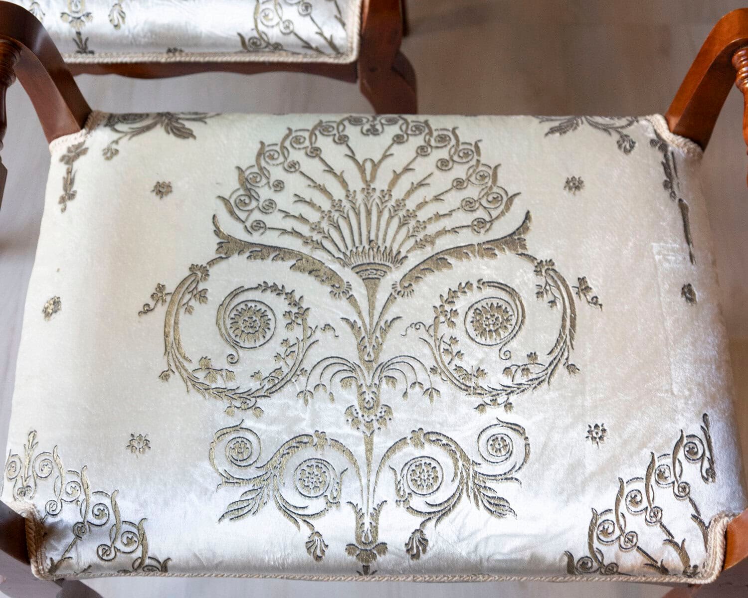 Italian Mid-19th Century Cherry Vanity Stools, Napoleon III Period, Pair - JAA