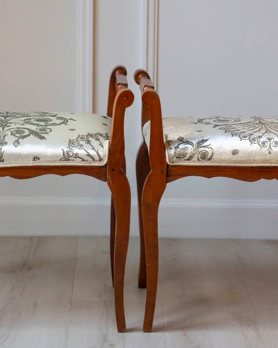 Italian Mid-19th Century Cherry Vanity Stools, Napoleon III Period, Pair - JAA